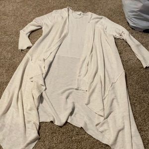 Beige short long cardigan half sleeve